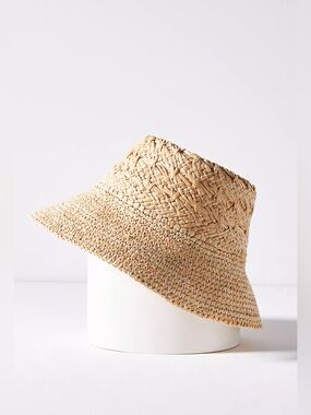 Anthropologie Wyeth Double-Weave Straw Bucket Hat